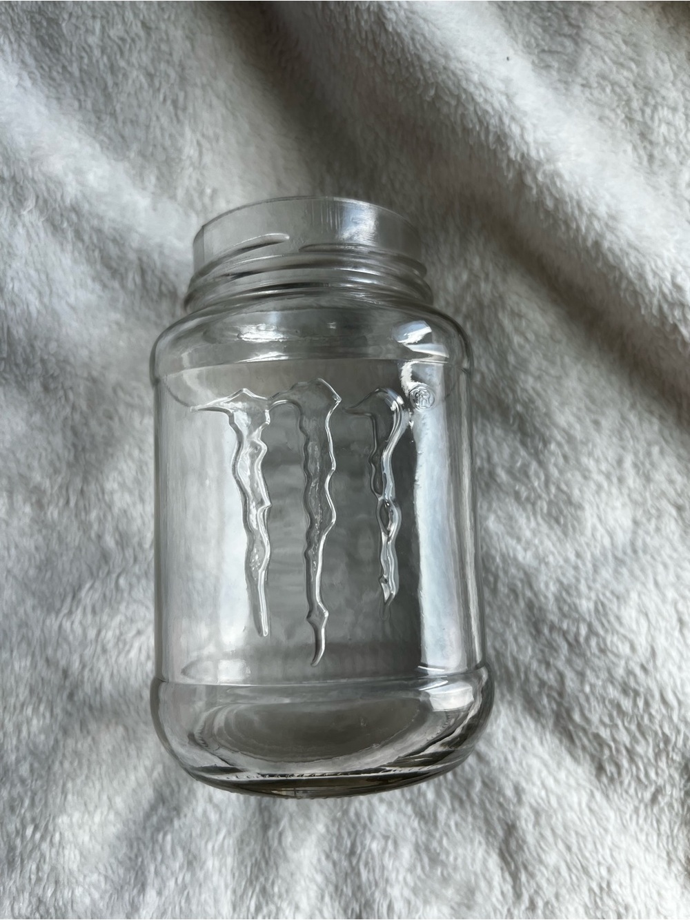 Monster Energy Embossed Mason Jar Quart Size Glass Excellent Condition